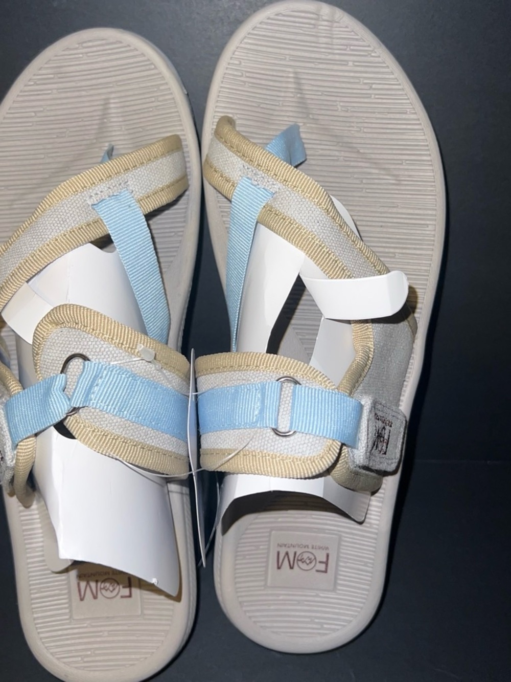 White Mountain Light Blue and Beige Women's Sport Sandals